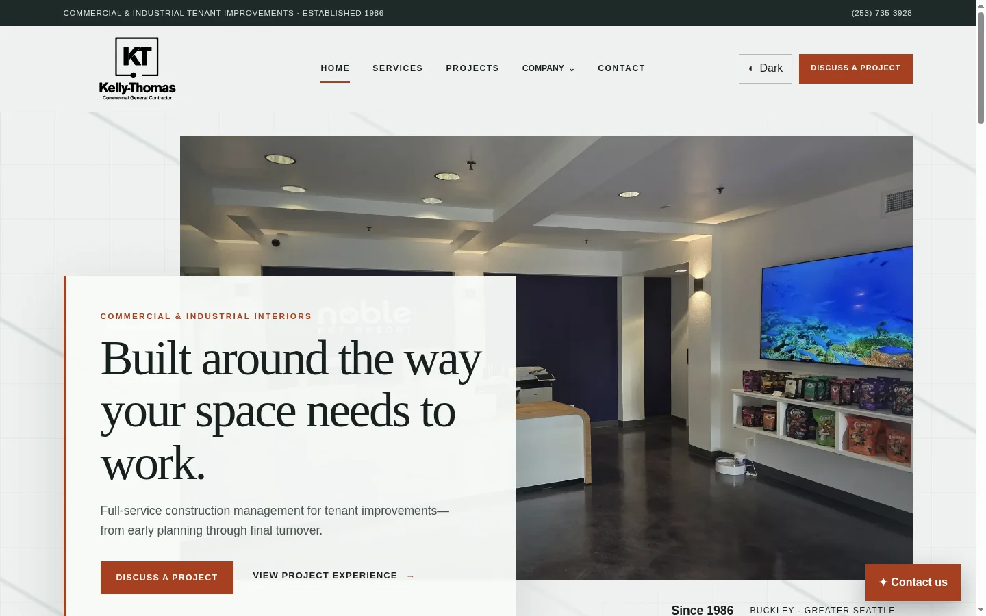 Relaunched Kelly-Thomas Inc. website homepage