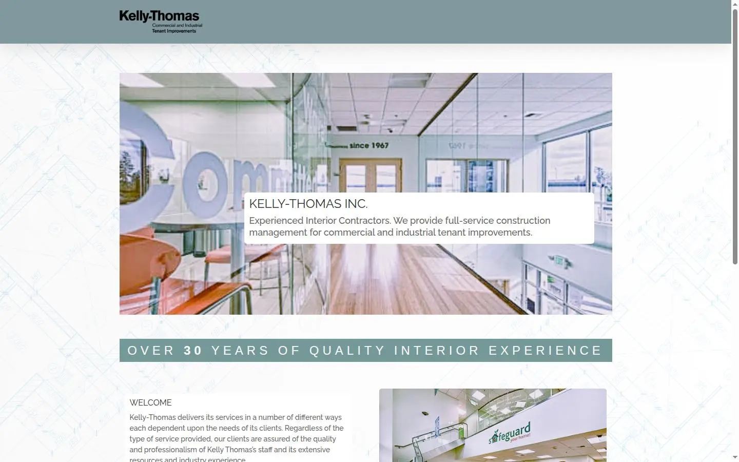 Homepage of the Kelly-Thomas commercial construction website