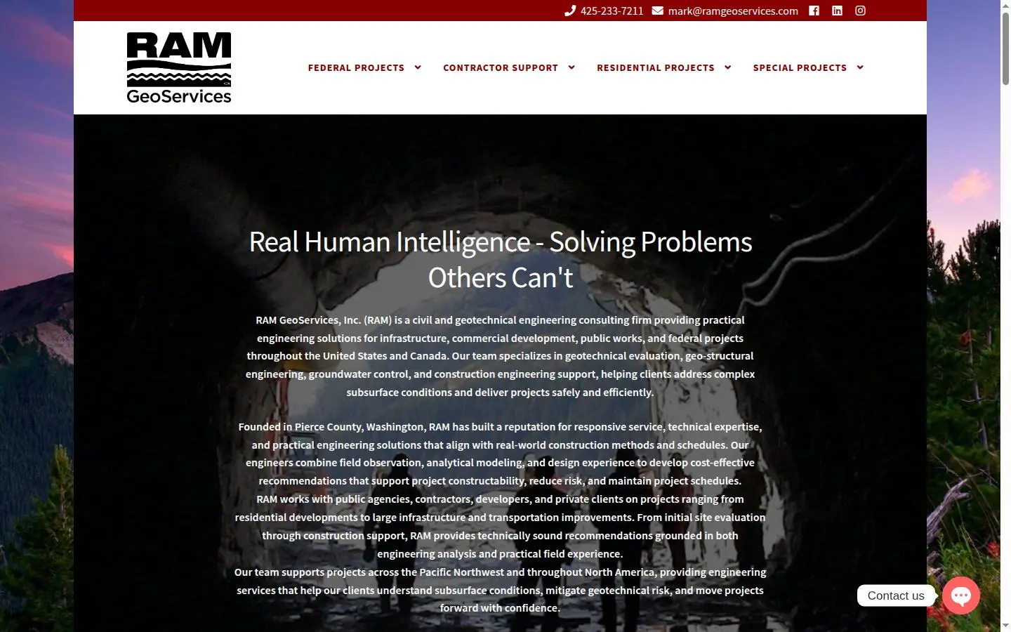 Homepage of the RAM GeoServices engineering website